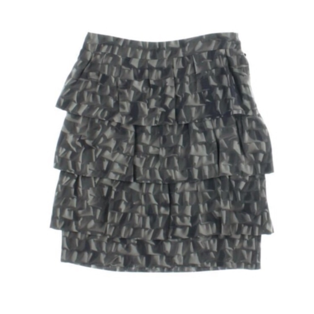 Moschino Cheap and Chic Silk Layered Abstract Printed Design Layered Mini Skirt